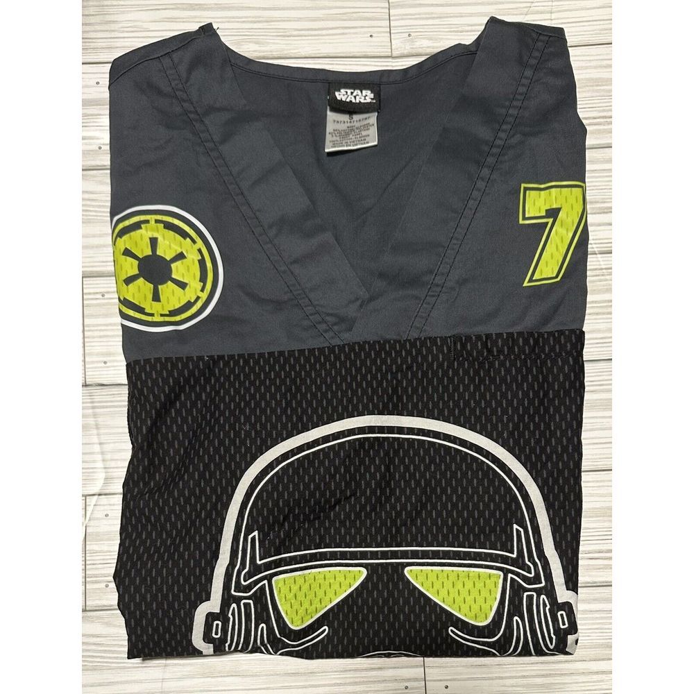 Men's Disney Star Wars Stormtrooper Scrub Shirt  Small Charcoal‎ Gray